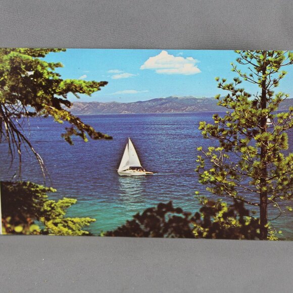 Vintage Postcard - Sailboat on Lake Tahoe - Dexter Press - Picture 1 of 3